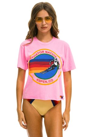 SIGNATURE ASPEN  BOYFRIEND TEE - NEON PINK