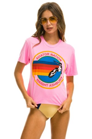 SIGNATURE HAIGHT ASHBURY  BOYFRIEND TEE - NEON PINK
