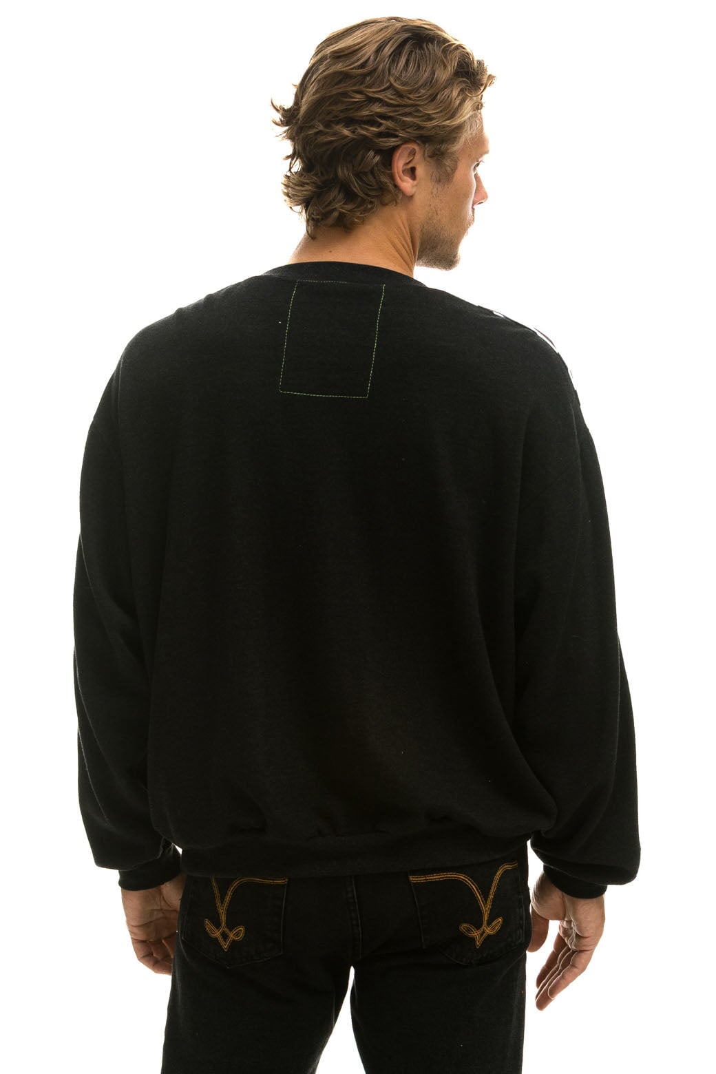 ZEBRA STRIPE RELAXED FIT CREW SWEATSHIRT - BLACK // ZEBRA - Image 8